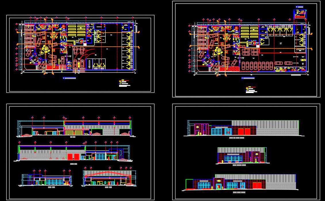 Car Showroom and Workshop Floor Plans- Autocad DWG